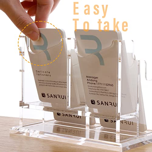 SANRUI Vertical Business Card Holder, Acrylic Business Card Display，Clear Desktop Business Card Stand for Exhibition, Home & Office