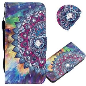 emaxeler xiaomi redmi 9a case 3d creative pattern pu leather wallet diamond case bookstyle flip stand card holder shockproof magnetic cover for xiaomi redmi 9a cy oil painting mandala.