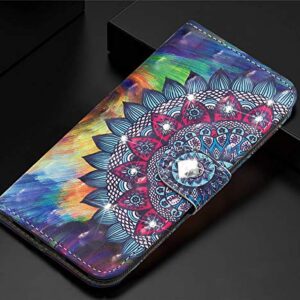 EMAXELER Xiaomi Redmi 9A Case 3D Creative Pattern PU Leather Wallet Diamond Case Bookstyle Flip Stand Card Holder Shockproof Magnetic Cover for Xiaomi Redmi 9A CY Oil Painting Mandala.