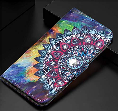 EMAXELER Xiaomi Redmi 9A Case 3D Creative Pattern PU Leather Wallet Diamond Case Bookstyle Flip Stand Card Holder Shockproof Magnetic Cover for Xiaomi Redmi 9A CY Oil Painting Mandala.