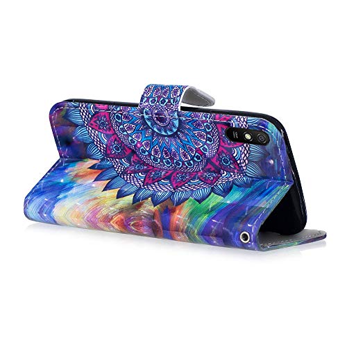 EMAXELER Xiaomi Redmi 9A Case 3D Creative Pattern PU Leather Wallet Diamond Case Bookstyle Flip Stand Card Holder Shockproof Magnetic Cover for Xiaomi Redmi 9A CY Oil Painting Mandala.