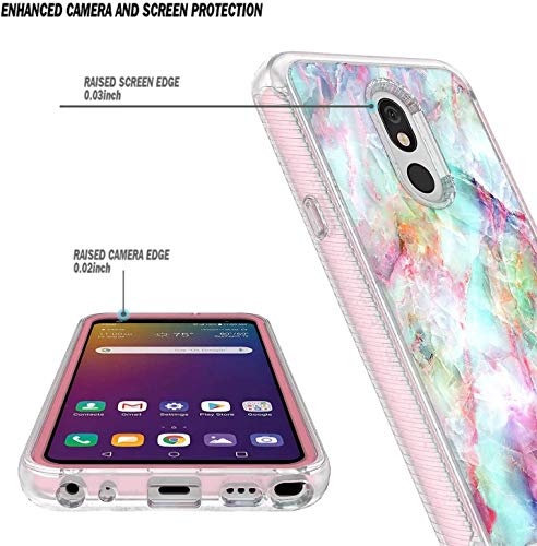 E-Began Case for LG Journey LTE L322DL, Neon Plus/Aristo 4+ Plus/Escape Plus/Tribute Royal/Arena 2, Full-Body Protective Shockproof Bumper with Built-in Screen Protector -Marble Design Fantasy