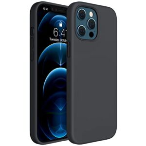 miracase compatible with iphone 12 pro max case 6.7 inch [soft anti-scratch microfiber lining], liquid silicone case gel rubber full body protection shockproof drop protection case(black)