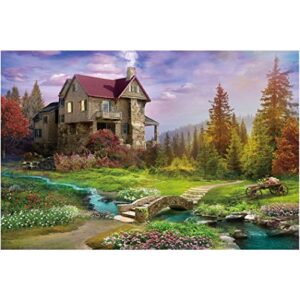 tektalk 1000 pieces jigsaw puzzles for teens & adults (mountain cabin)