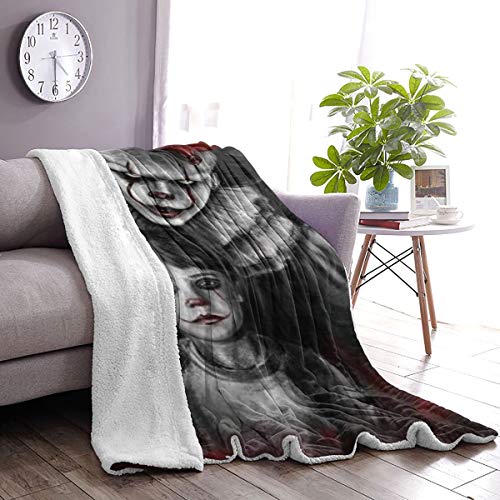 Fleece Sherpa Blanket, Pennywise, Throw Blankets - Soft Cozy Bed Blanket for Couch and Living Room Suitable for Fall Winter and Spring 60"X50"