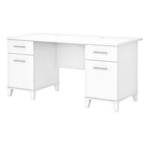 bush furniture somerset 60w office desk with drawers in white