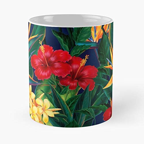 Of Tropical Paradise Plumeria Birds Hawaiian Floral Hibiscus Flower Hawaii the best 11oz coffee mugs Made from ceramic