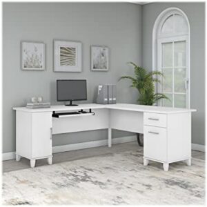 Bush Furniture Somerset 72W L Shaped Desk with Storage in White