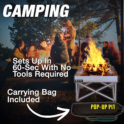 Pop-Up Fire Pit + Extra Fire Mesh | Portable and Lightweight | Fullsize 24 Inch | Weighs 7 lbs. | Never Rust Fire Pit | Extra Fire Mesh Included