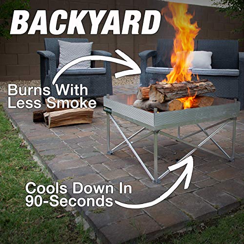 Pop-Up Fire Pit + Extra Fire Mesh | Portable and Lightweight | Fullsize 24 Inch | Weighs 7 lbs. | Never Rust Fire Pit | Extra Fire Mesh Included