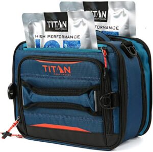 arctic zone titan deep freeze fridge cold expandable insulated horizontal lunch pack with 2x 250g high performance ice walls, blue