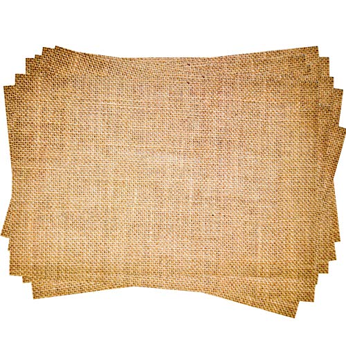 50 Disposable Burlap Printed Paper Place Mats 11”x 17” Rectangle Rustic Natural Brown Chargers Place mat for Vintage Country Farmhouse Tan Table Setting Mat Dinner Kitchen Party Decorations