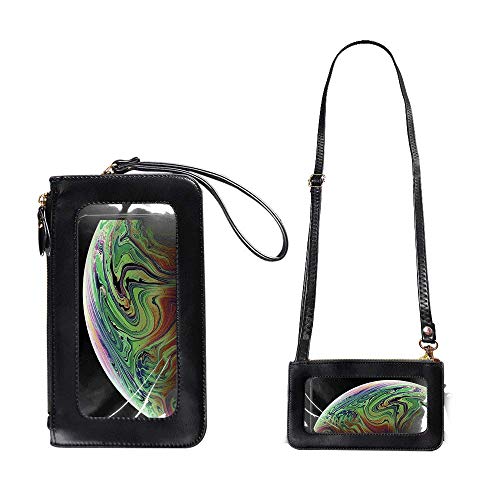 Hojaster Women Phone Purse, Lightweight Crossbody Bag Touch Screen Phone Pouch Case Wristlet Wallet for iPhone 11 Pro Max Xs Max 8 Plus, Samsung Galaxy A50 A51 A20 S10 S9 Plus S20 Plus Note 9 (Black)