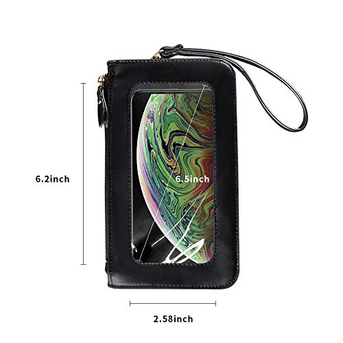 Hojaster Women Phone Purse, Lightweight Crossbody Bag Touch Screen Phone Pouch Case Wristlet Wallet for iPhone 11 Pro Max Xs Max 8 Plus, Samsung Galaxy A50 A51 A20 S10 S9 Plus S20 Plus Note 9 (Black)