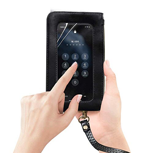 Hojaster Women Phone Purse, Lightweight Crossbody Bag Touch Screen Phone Pouch Case Wristlet Wallet for iPhone 11 Pro Max Xs Max 8 Plus, Samsung Galaxy A50 A51 A20 S10 S9 Plus S20 Plus Note 9 (Black)