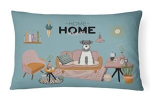 caroline's treasures ck7899pw1216 salt and pepper miniature schnauzer sweet home canvas fabric decorative pillow, 100% machine washable pillow, indoor or outdoor decorative throw pillow for couch, bed