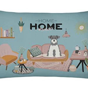 Caroline's Treasures CK7899PW1216 Salt and Pepper Miniature Schnauzer Sweet Home Canvas Fabric Decorative Pillow, 100% Machine Washable Pillow, Indoor or Outdoor Decorative Throw Pillow for Couch, Bed