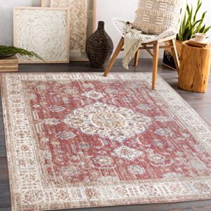 ReaLife Machine Washable Rug - Stain Resistant, Non-Shed - Eco-Friendly, Non-Slip, Family & Pet Friendly - Made from Premium Recycled Fibers - Persian Distressed - Clay, 2'6" x 8'