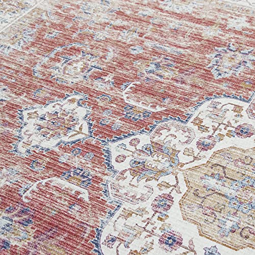 ReaLife Machine Washable Rug - Stain Resistant, Non-Shed - Eco-Friendly, Non-Slip, Family & Pet Friendly - Made from Premium Recycled Fibers - Persian Distressed - Clay, 2'6" x 8'