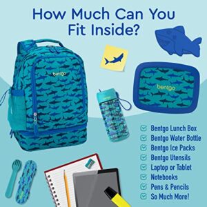 Bentgo® Kids 2-in-1 Backpack & Insulated Lunch Bag - Durable 16” Backpack & Lunch Container in Unique Prints for School & Travel - Water Resistant, Padded & Large Compartments (Shark)