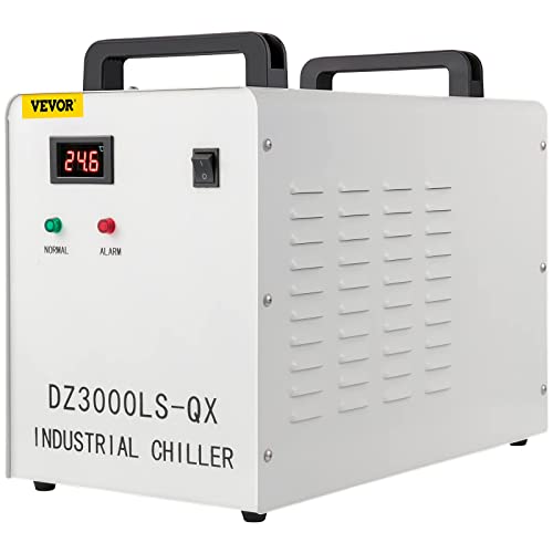 VEVOR Water Chiller CW-3000 Industrial Chiller 9L Thermolysis Type Water Chiller 50W/℃, 3.17gpm 0.9A Current Recirculating Chiller for 60W 80W Laser Engraving Machine Cooling Machine 110V