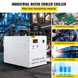 VEVOR Water Chiller CW-3000 Industrial Chiller 9L Thermolysis Type Water Chiller 50W/℃, 3.17gpm 0.9A Current Recirculating Chiller for 60W 80W Laser Engraving Machine Cooling Machine 110V