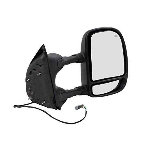 AutoShack KAPFO1321268 Passenger Towing Mirror Power Black Textured Heated Manual Folding Replacement for 2001-2005 Ford Excursion 2003-2007 F-250 Super Duty F-350 Super Duty 5.4L 6.0L 6.8L 4WD RWD