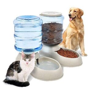 pet automatic waterers set pet water supply + feeder 3.75l water supply machine feeding unit peace of mind requires no power supply of large capacity pet bottle cat dog automatic waterers automatic li