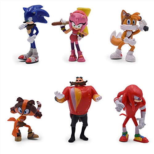 Sonic The Hedgehog Action Figures Sonic,Knuckles,Tails,Amy and the Evil Dr.Eggman.Birthday Cake Toppers, Decorations or toys for kids.