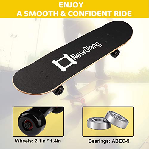 Skateboard Complete, 31" x 8" Double Kick Concave Pro Skateboards for Trick, Freestyle, Carving and Cruising with All-in-one T-Tool