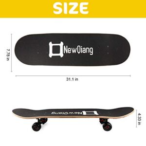 Skateboard Complete, 31" x 8" Double Kick Concave Pro Skateboards for Trick, Freestyle, Carving and Cruising with All-in-one T-Tool