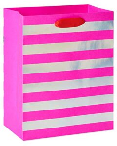 papyrus 13" large gift bag (pink stripes) for birthdays, bridal showers, baby showers and all occasions (1 bag)