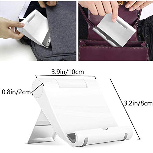 Cell Phone Stand for Desk Foldable, 2 Pack Desk Phone Holder Stand for Office Kitchen Travel, Mobile Phone Stand for iPhone Stand Phone Dock Cradle Compatible with iPad Switch, All Smartphone (White)