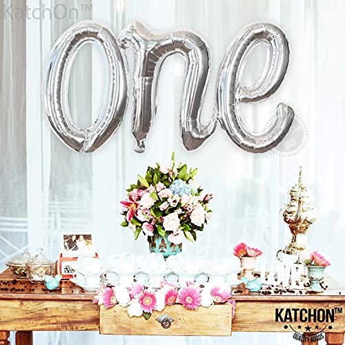 Big, Silver One Balloon for First Birthday - 20 Inch | One Birthday Balloon for Winter Onederland 1st Birthday Girl Decorations | One Silver Balloon, One Mylar Balloon | One Balloons for 1st Birthday