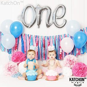 Big, Silver One Balloon for First Birthday - 20 Inch | One Birthday Balloon for Winter Onederland 1st Birthday Girl Decorations | One Silver Balloon, One Mylar Balloon | One Balloons for 1st Birthday