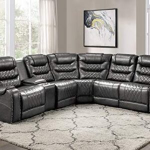 Lexicon Noura Modular Reclining Sectional Sofa, Dual-End Recliner (Power), Gray