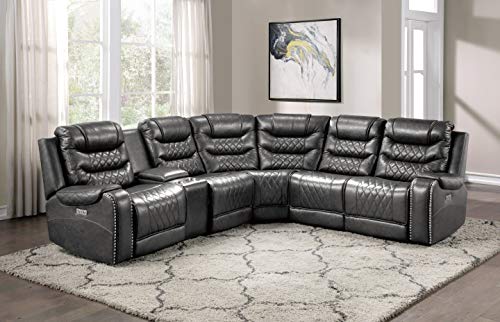 Lexicon Noura Modular Reclining Sectional Sofa, Dual-End Recliner (Power), Gray