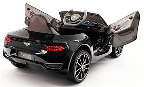 Rock Wheels Licensed Bentley EXP12 Kids Ride on Toy Car, 12V Battery Powered Children Electric 4 Wheels w/Parent Remote Control, Foot Pedal, 2 Speeds, Music, Aux, LED Headlights (Black)