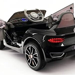 Rock Wheels Licensed Bentley EXP12 Kids Ride on Toy Car, 12V Battery Powered Children Electric 4 Wheels w/Parent Remote Control, Foot Pedal, 2 Speeds, Music, Aux, LED Headlights (Black)