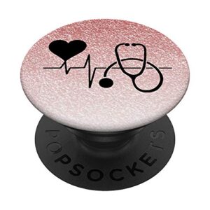 nurse rose-gold phone grip - doctor, nurse stethoscope popsockets popgrip: swappable grip for phones & tablets