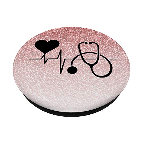 Nurse Rose-Gold Phone Grip - Doctor, Nurse Stethoscope PopSockets PopGrip: Swappable Grip for Phones & Tablets