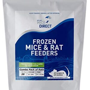 MiceDirect Frozen Rat Combo Feeder Rats 10 Larges & 10 Jumbos Adult Red Tail Boas Burmese Python