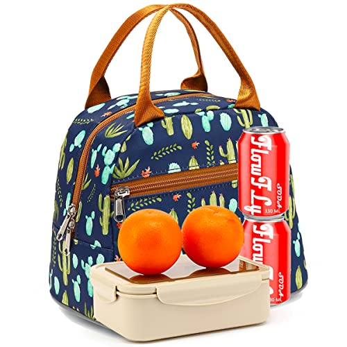 FlowFly Lunch Bag Tote Bag Lunch Organizer Lunch Holder Insulated Lunch Cooler Bag for Women/Men,Cactus