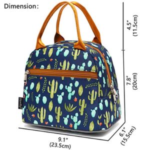 FlowFly Lunch Bag Tote Bag Lunch Organizer Lunch Holder Insulated Lunch Cooler Bag for Women/Men,Cactus