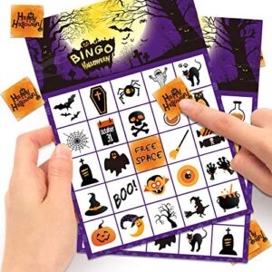 GEGEWOO Halloween Bingo Game Cards for Kids 24 Players Halloween Party Game for School Classroom Family Activities Halloween Party Favors Supplies