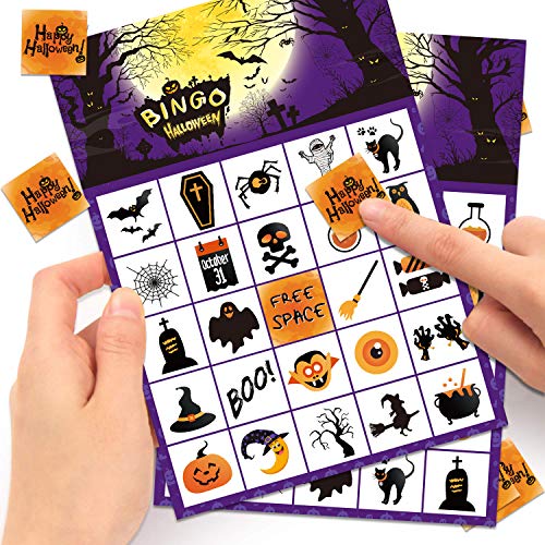 GEGEWOO Halloween Bingo Game Cards for Kids 24 Players Halloween Party Game for School Classroom Family Activities Halloween Party Favors Supplies