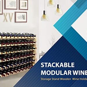 DisplayGifts Freestanding Stackable Storage Stand Display Shelves Wine Rack Wobble-Free 48 Bottle Capacity 8 X Rows, Pine Wood (Natural Pine, Unfinished)