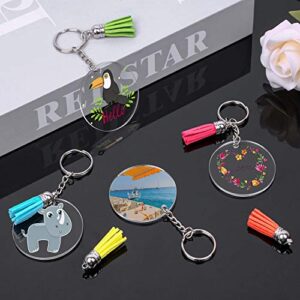 Acrylic Blank Keychains, Shynek 200 Pcs Clear Keychain Blanks for Vinyl with 50 Pcs Acrylic Blanks, 50 Pcs Keychain Tassels, 50 Pcs Key Rings with Chain and 50 Pcs Jump Rings