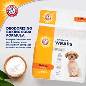 Arm & Hammer For Pets Male Dog Wraps, Size Small, 12 Count | Ultra-Absorbent, Adjustable Male Dog Diapers with Leak-Proof Protection and Wetness Indicator | Baking Soda for Odor Control