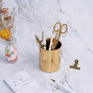 Multibey Gold Copper Scissors Pen Pencil Holder Set Fabric Craft Scissors Small Vase Yellow Gold Office Supplies Desk Accessories Organizer